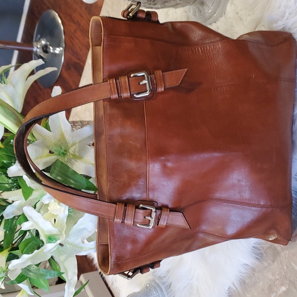 Upcycled Brown and tan  Leather handbag